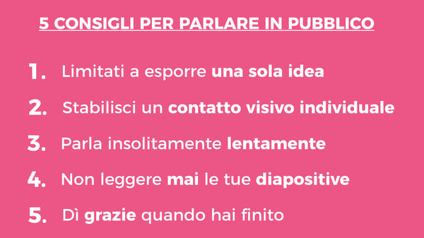 i cinque consigli per parlare in pubblico